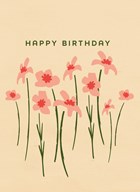 Verjaardagskaart roze bloemetjes